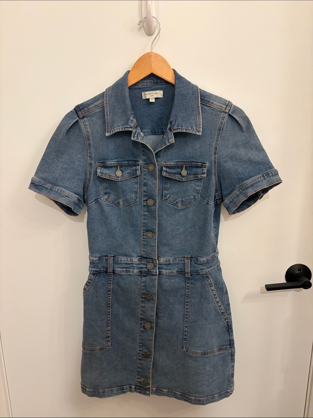 Habitual Blue Denim Short-Sleeve Midi Dress